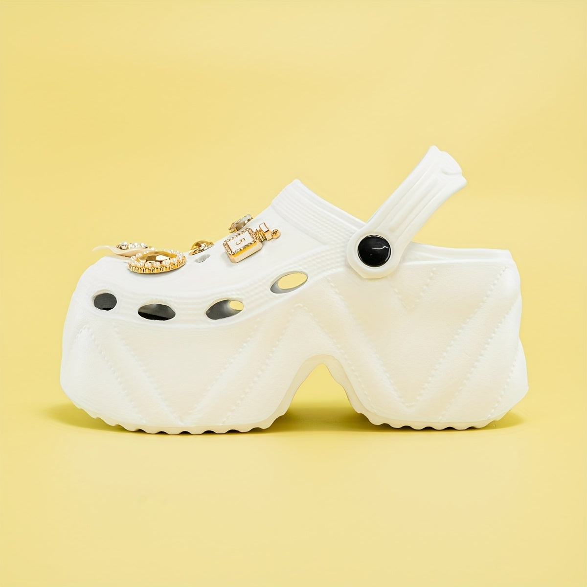 Women Camellia Embellished Platform Mules Closed Toe EVA Clogs