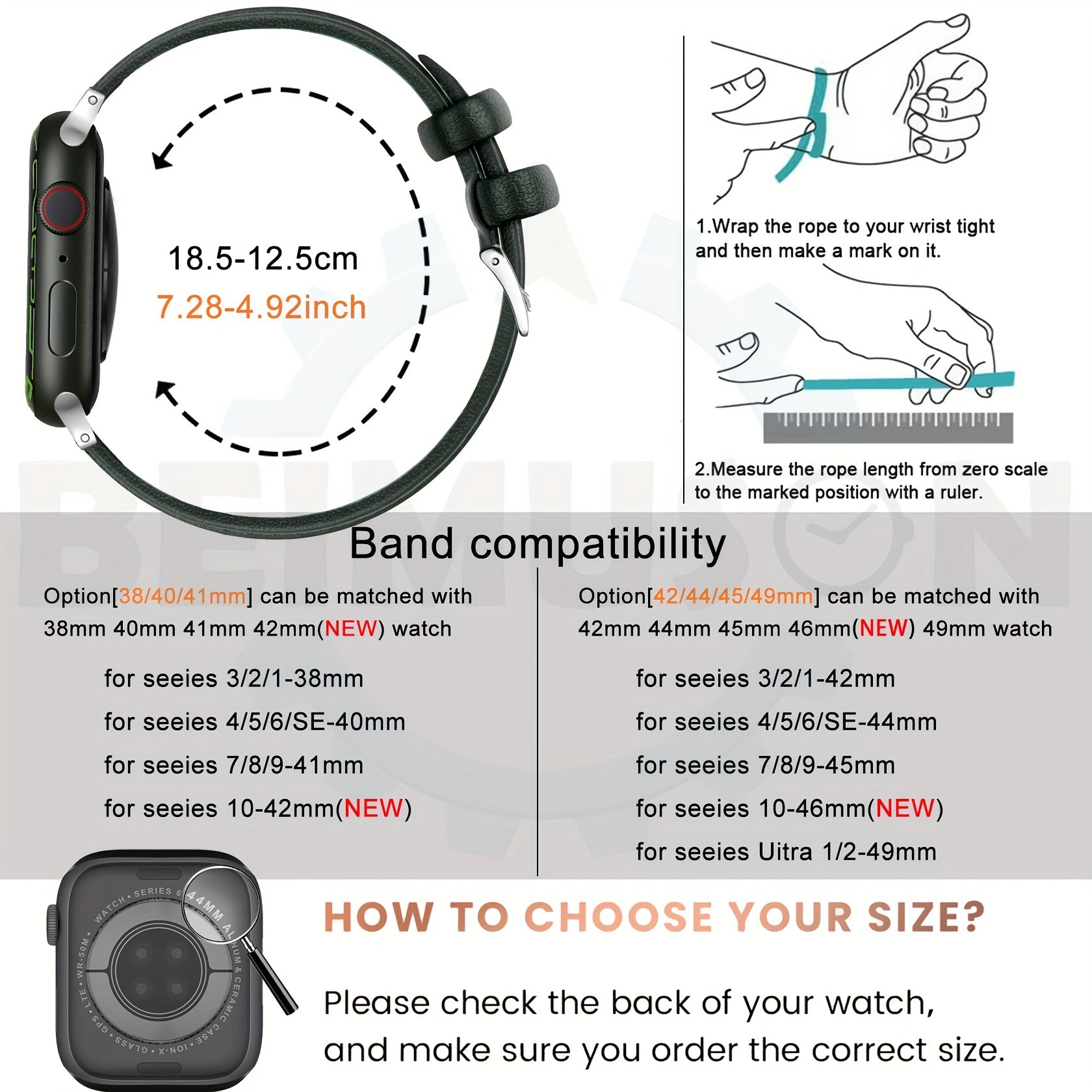 Ultra-Thin Synthetic Leather Watch Strap for iWatch Series 3 4 5 6 7 8 9 Ultra SE