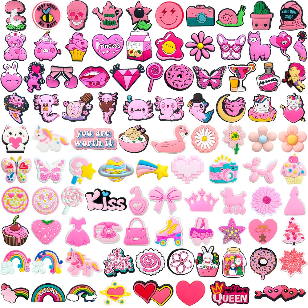Pink Cartoon Shoe Charms for Girls PVC Animal Heart Shoe Accessories