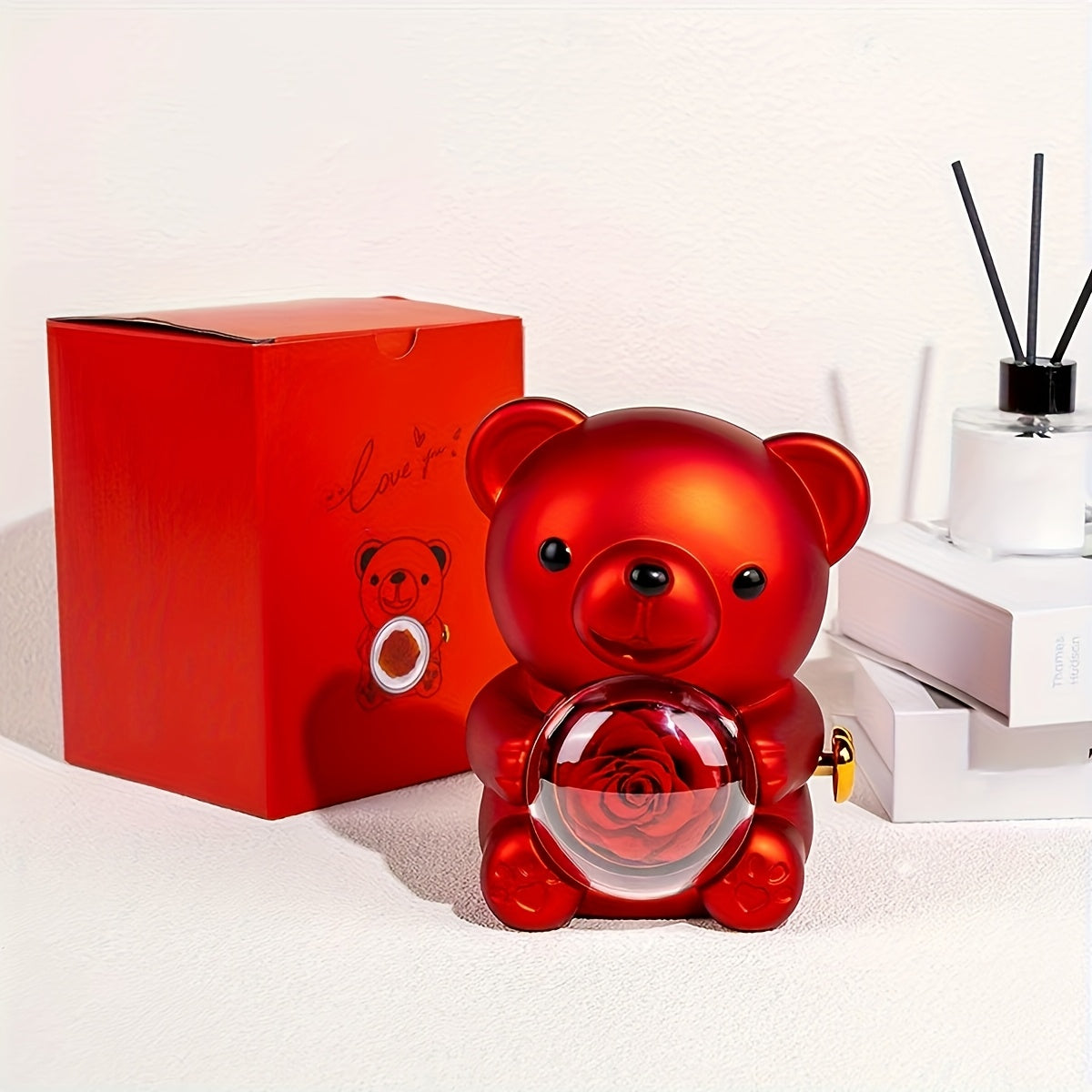 Red Rose Soap Gift Box with Love Letter Pendant Necklace for Women Jewelry