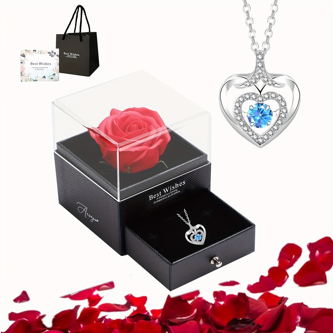 Коробка для подарка с красной розой и сердцем для романтических случаев