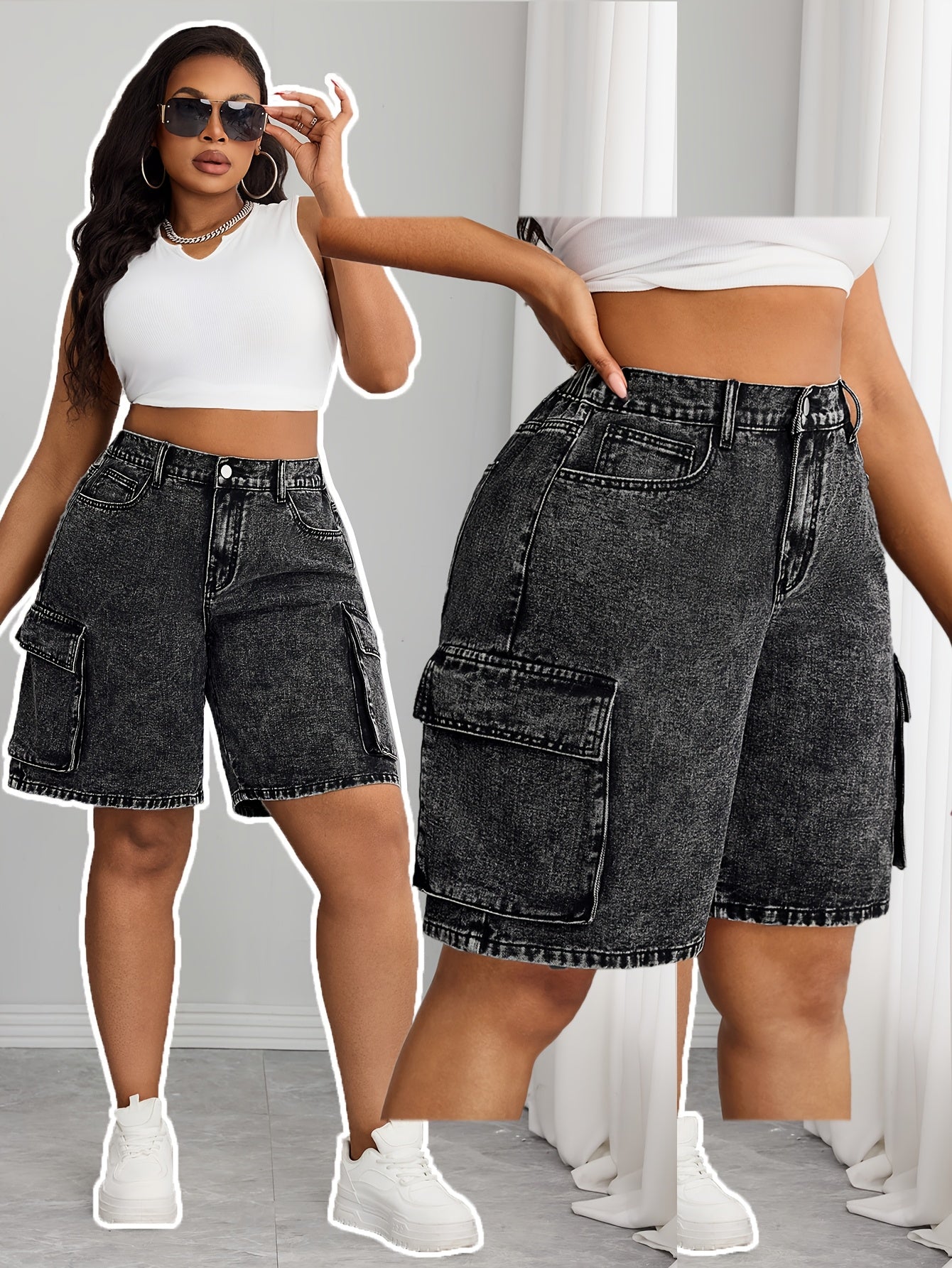 Shorts de mezclilla para mujer gris ropa casual de verano