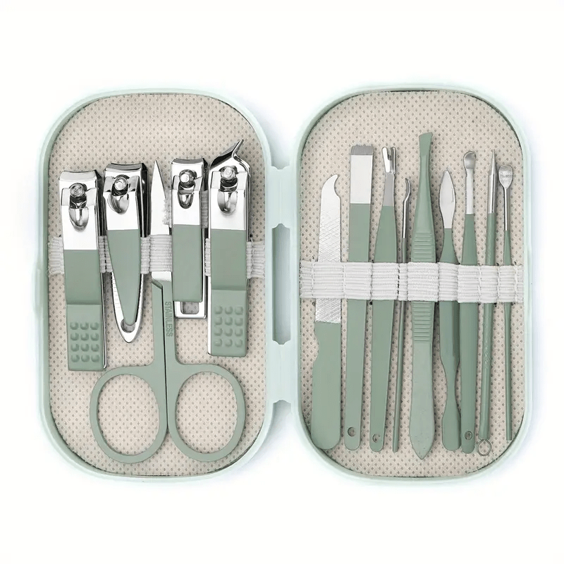 14-Piece Stainless Steel Nail and Foot Care Set with Clippers and Shaping Tools in Portable Storage Box for Men and Women