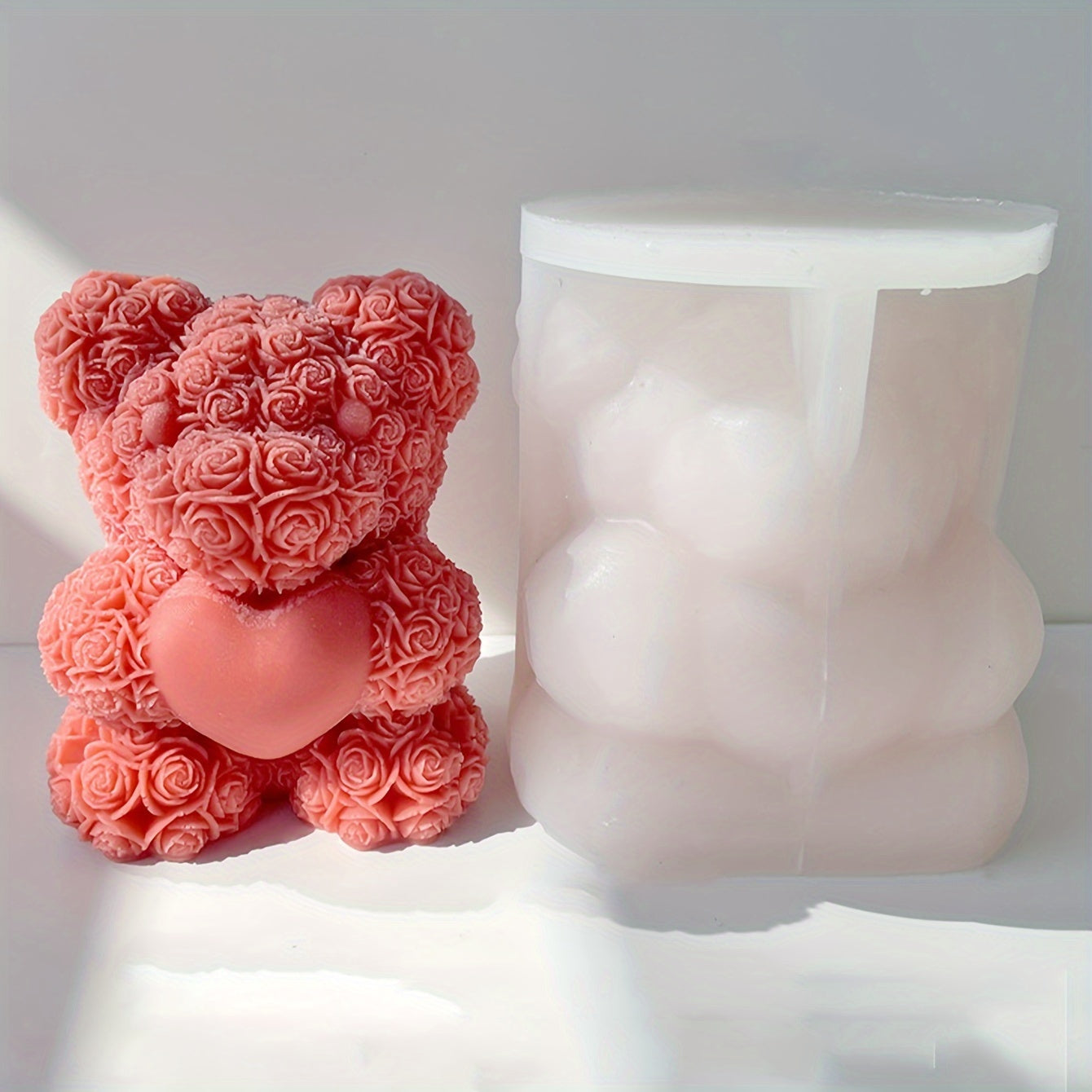 Silicone Mold for Making Bear-Shaped Candles and Ornaments for Valentine's Day