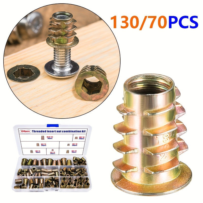 Threaded Inserts Nut Kit for Wood Furniture Zinc Alloy Bolt Fasteners