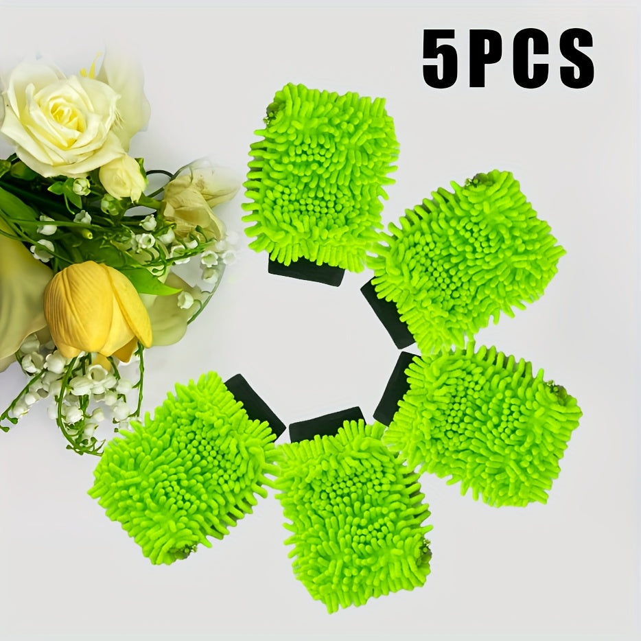 2-Pack Microfiber Car Wash Gloves Gray Blue Green Regular Size