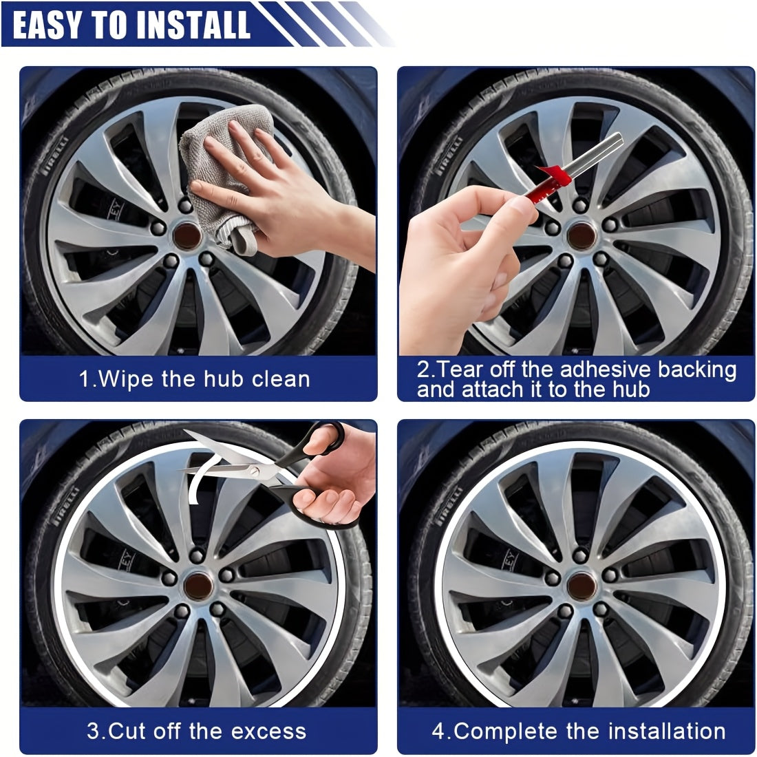 8M Car Wheel Rim Edge Protector Rubber Wheel Hub Rim Guard Scratch Prevention