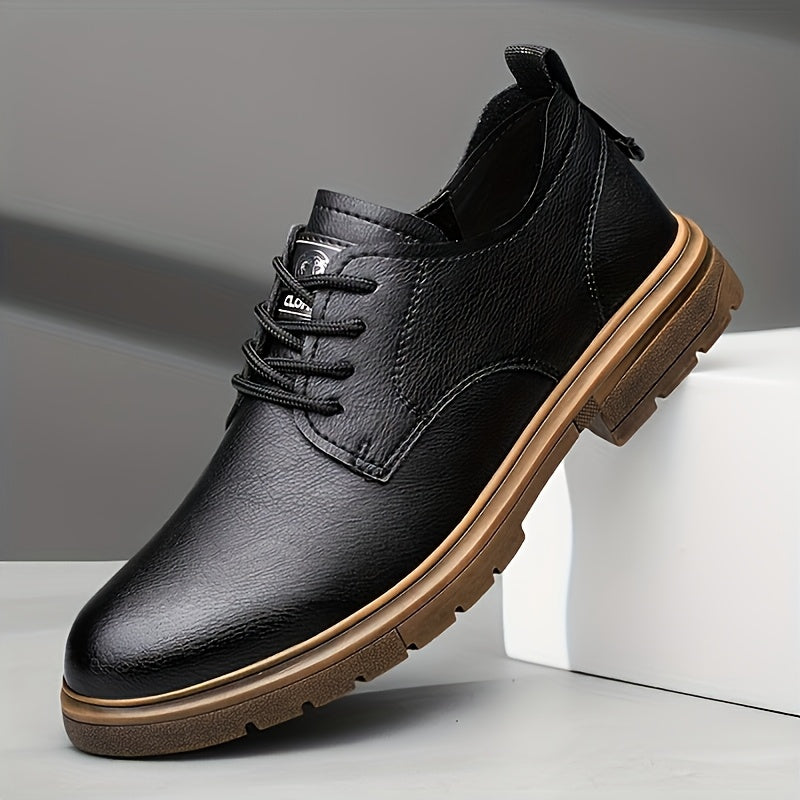 Men's Vintage Style Lace-up Dress Shoes with Breathable Synthetic Leather and Rubber Sole