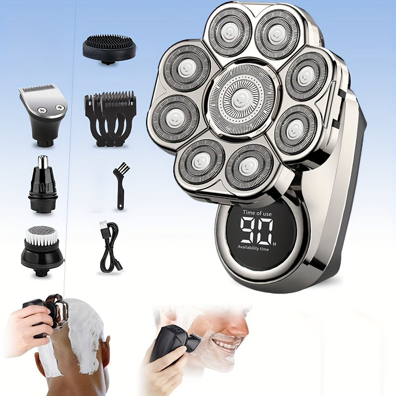 Ultimate 9D Electric Shaver for Men 5-in-1 Grooming Kit LED Display USB Rechargeable Wet Dry Use Long Battery Life Stainless Steel Blades