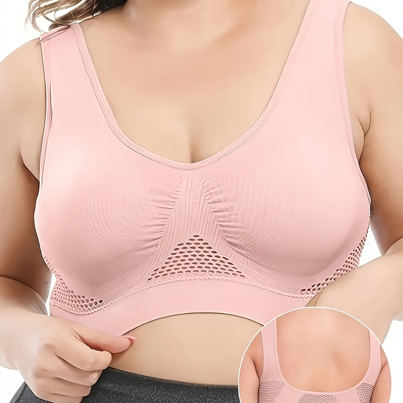 Women's Backless Padded Mesh Sports Bra for Yoga and Running