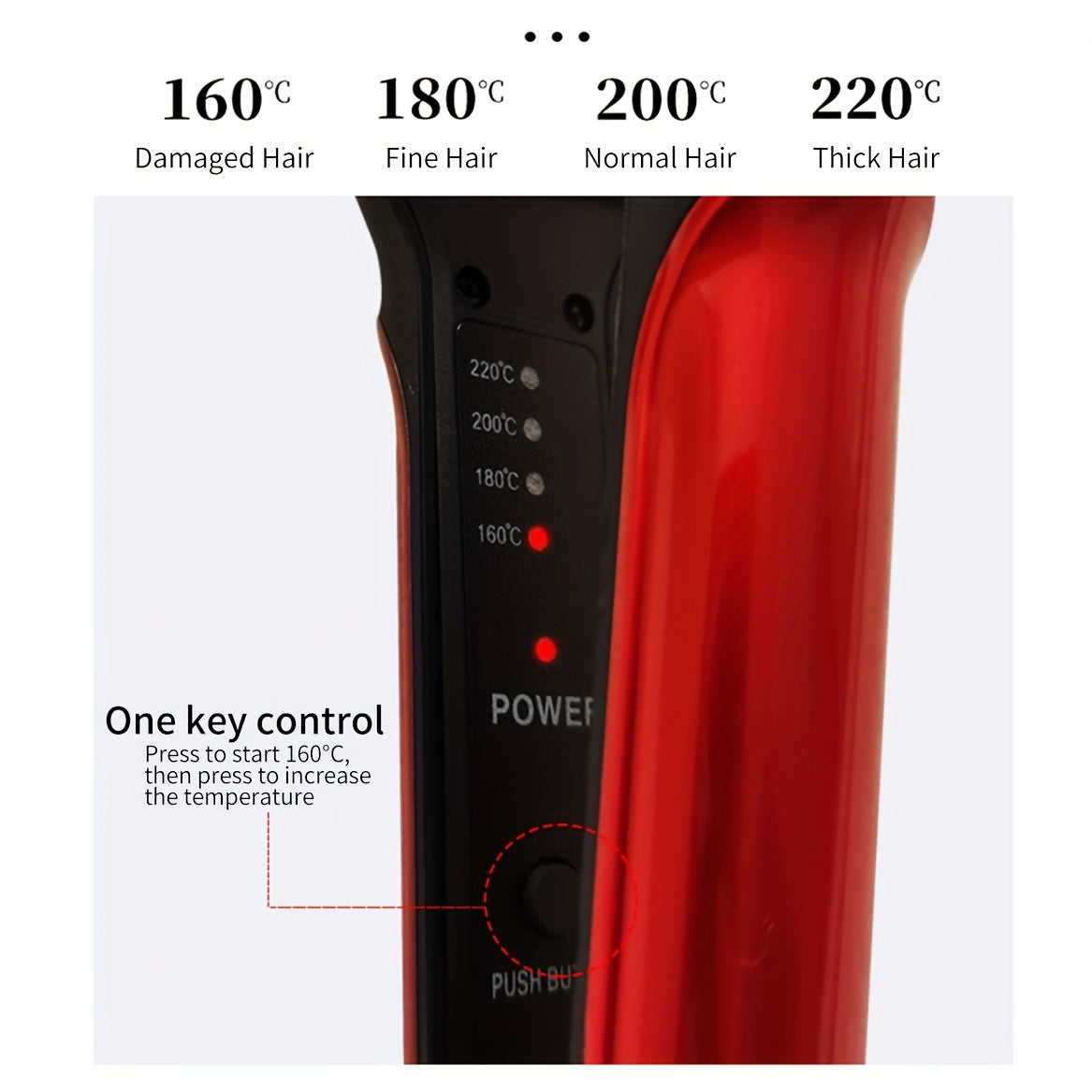 Professional Hair Straightener and Curler with 4-Speed Temperature Control Ceramic Flat Iron Auto Shut-Off Red Black