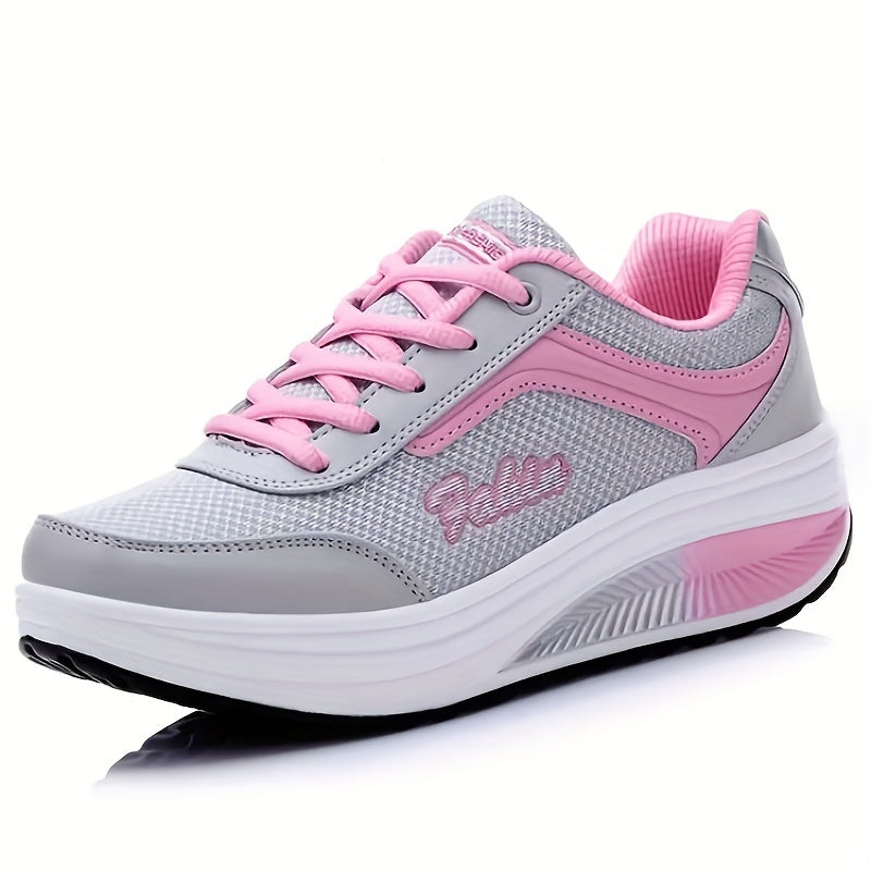 Women's Breathable Mesh Walking Shoes with Shock Absorption Wedges for Outdoor Casual Wear