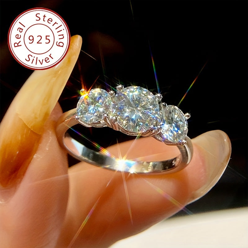 Sterling Silver Engagement Ring for Her 1.6-2CT Moissanite Diamond Sizes 5-11