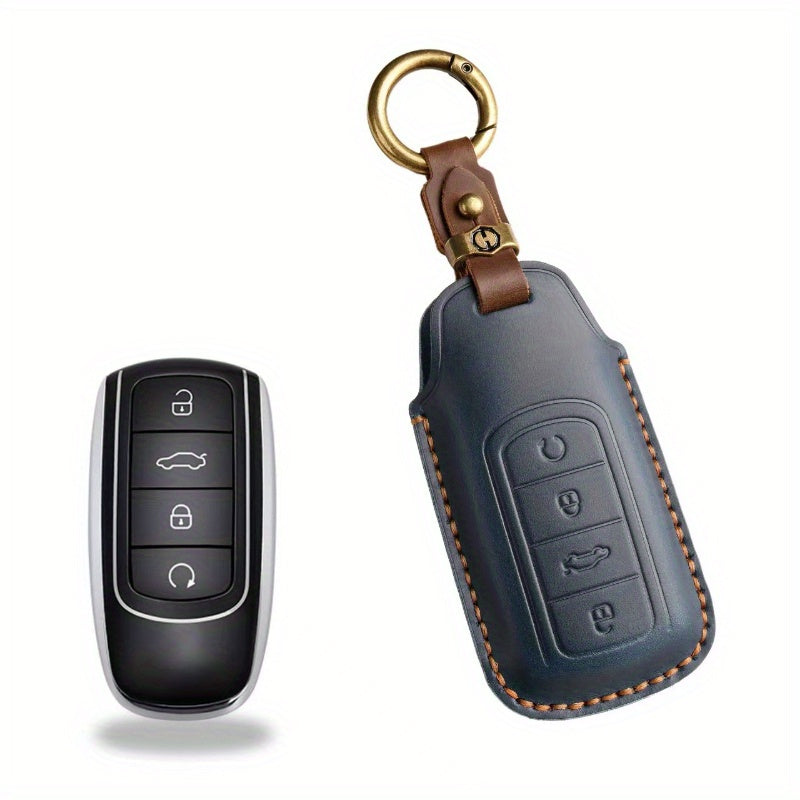 Car Remote Key Fob Cover Shell with Keyring for SUV Universal Black