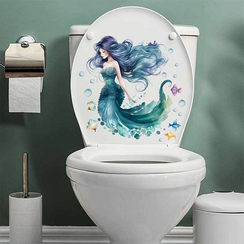 Toilet Seat Sticker Shell Sleeping Beauty Sea Theme Decorative Decal