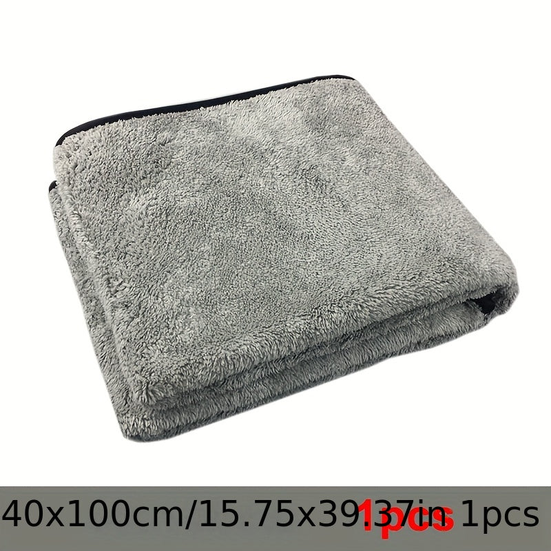 Microfiber Car Wash Towel Quick-Dry Absorbent Lint-Free Light Gray 60x40cm