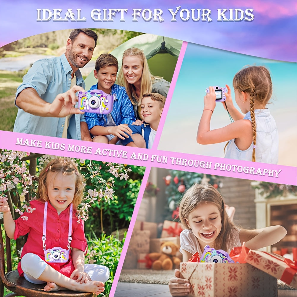 Kids Digital Camera for Boys and Girls Ages 3-12 Rechargeable Silicone Purple Selfie Camera