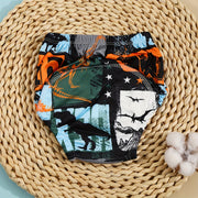 Bolalar uchun qiziqarli multfilm printli yuviladigan trening shimlari - 6-qavatli nafas oladigan paxta gazlamasi, har qanday ob-havoda ishlatiladigan mato pamperslar