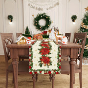 Christmas Snowflakes Linen Table Runner in Various Sizes for Home Decor
