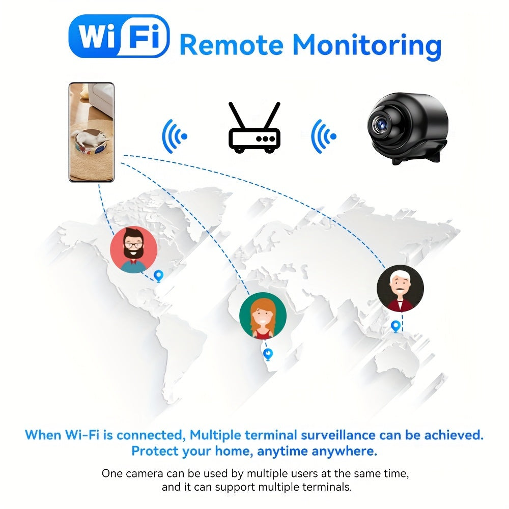 Cámara de seguridad mini USB con visión nocturna infrarroja, detección de movimiento, vigilancia en interiores para el hogar