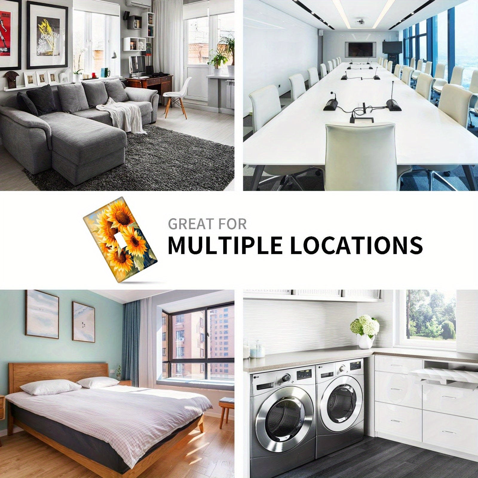 Sunflower Diamond Art Light Switch Cover No Batteries Required Fits Standard Outlets for Kitchen Bathroom Living Room