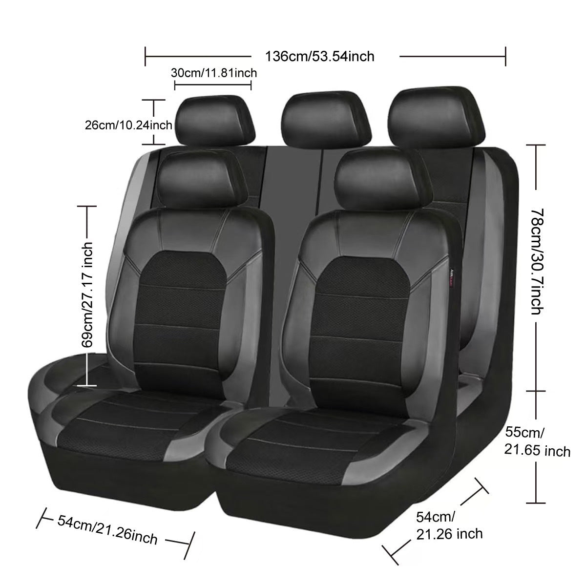 Avto o'rindiq qoplamalari to'liq to'plam sun'iy charm ort va old o'rindiqlar uchun chidamli kiyilishga qarshi