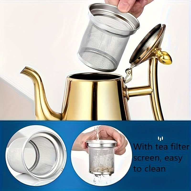 Versatile Tea and Coffee Set with Stainless Steel and Gold Teapots in Gift Box