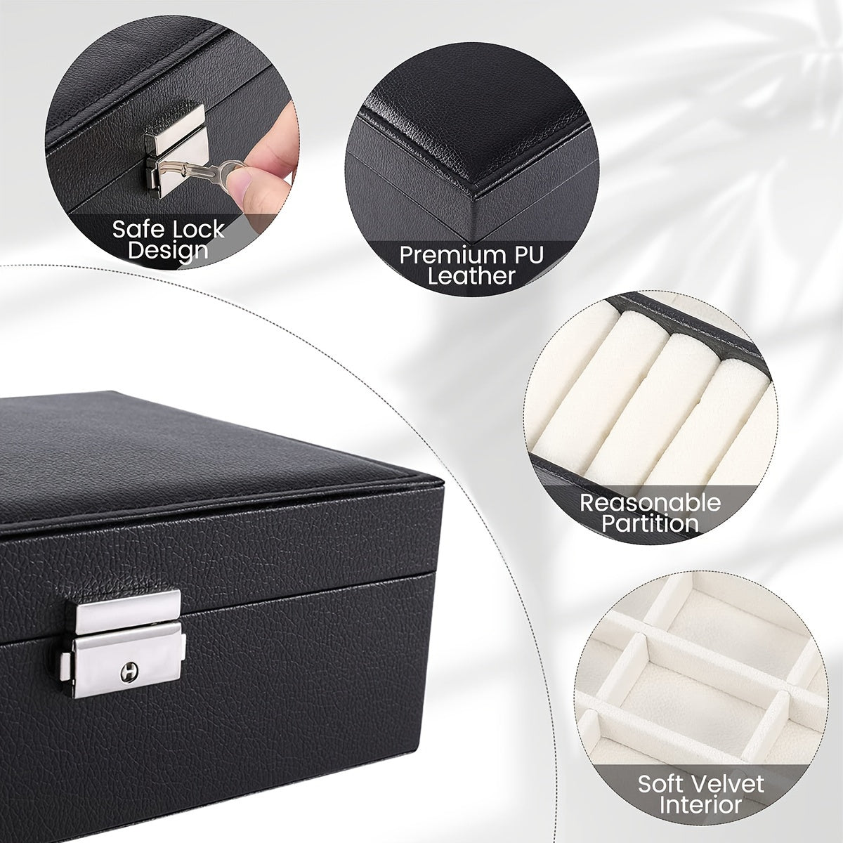 Double Layer Jewelry Box Leather Storage Organizer for Earrings Bracelets Rings Necklaces