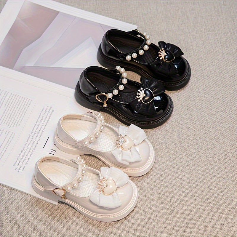 Girls' Microfiber Leather Princess Shoes with Heart Pattern for Autumn and Winter