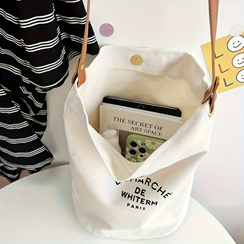 Canvas Crossbody Bag for School and Daily Use Large Capacity Shoulder Bag