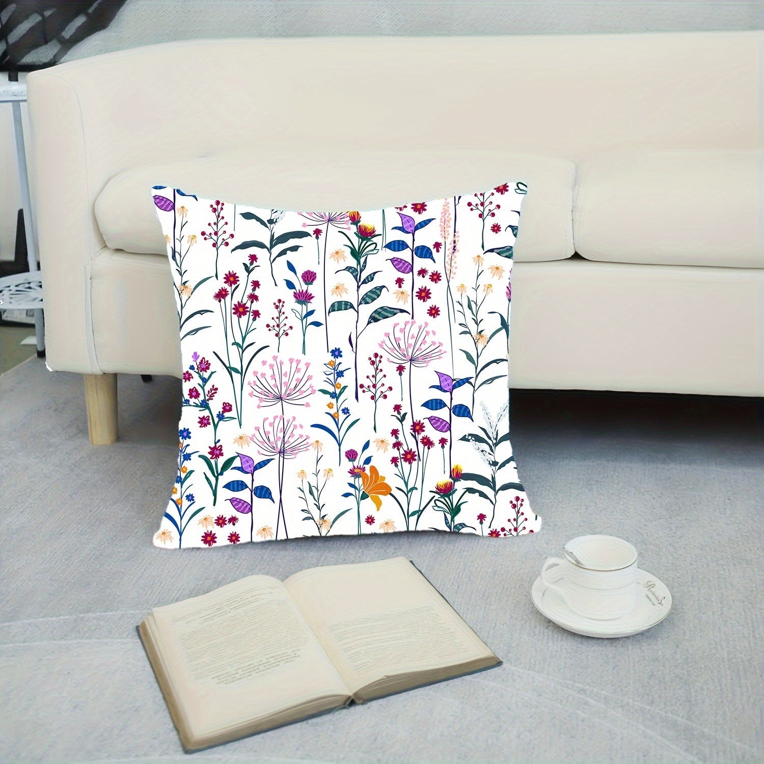 Decorative Pillowcase Dandelion Design 45.72x45.72 cm Plush Polyester Woven Easy to Wash