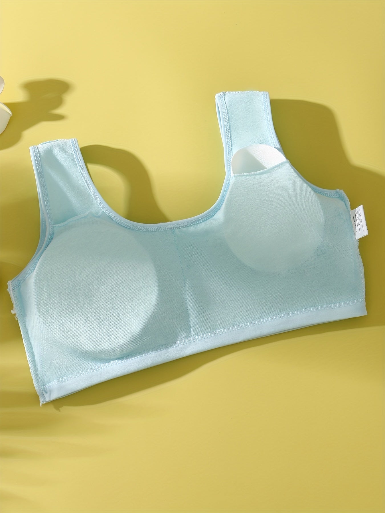 Girls Cotton Bras Pack of 4 Solid Color Cotton Bras for Girls Aged 7-13 with Animal Illustrations Stretchy and Machine Washable