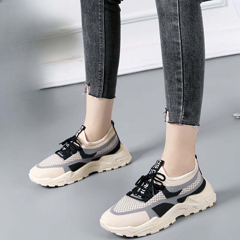 Women's Mesh Sneakers Casual Lace-Up Low Top Athletic Breathable Shoes