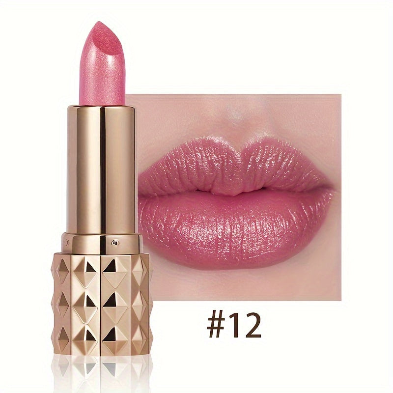 Mujeres lápiz de labios de terciopelo metálico de larga duración hidratante con brillo