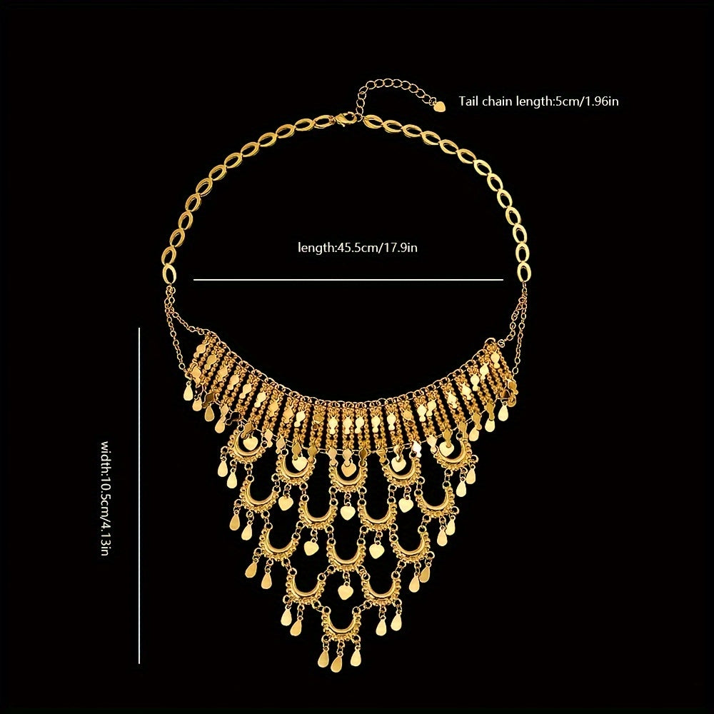 Удивительный комплект ювелирных изделий с золотым покрытием из меди, вдохновленный дизайном Ближнего Востока, идеально подходит для свадеб или вечеринок, идеально для элегантных женщин региона.