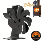 Dual-Head 7-Blade Wall Mount Wood Stove Fan Heat Powered Remote Control