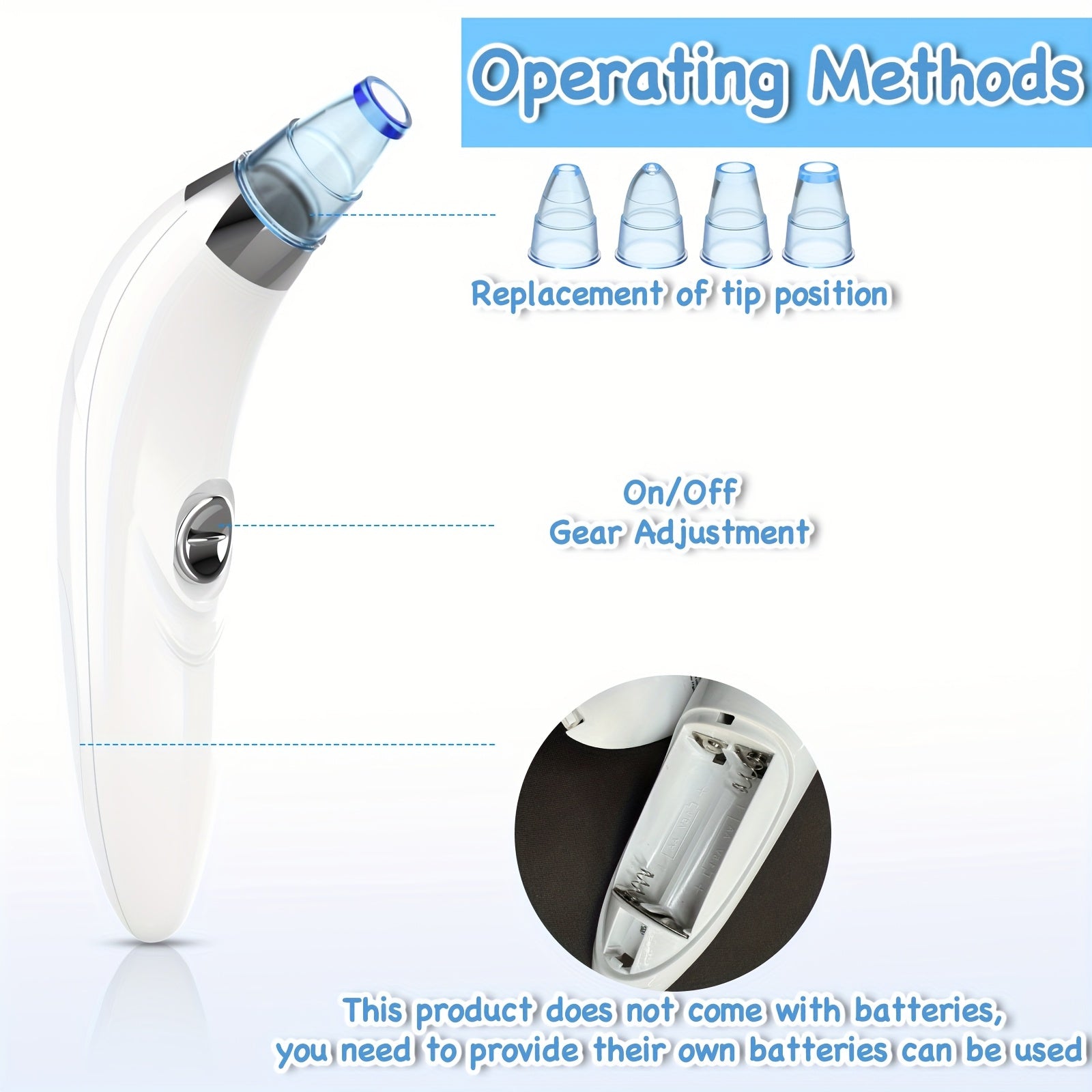 Herramienta para eliminar puntos negros con 4 sondas intercambiables, alimentada por batería, limpia poros para mujeres y hombres