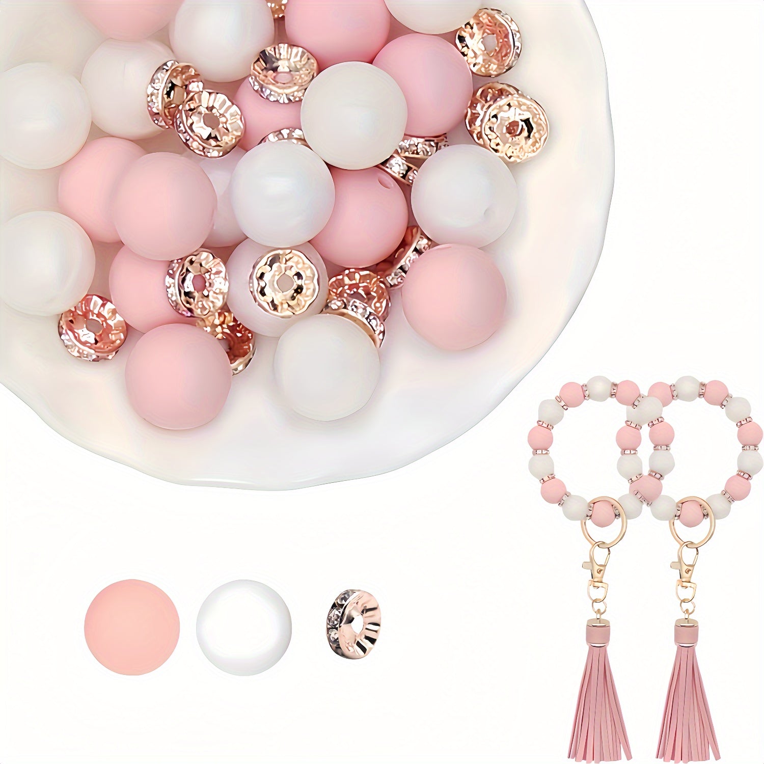 60 ta mustahkam rangli dumaloq silikondan yasalgan toshlar va tekis toshlar to'plami, marjonlar, bilakuzuklar, kalit zanjirlari va zargarlik buyumlari yaratish uchun mukammal. DIY zargarlik yasash uchun ideal aksessuarlar.