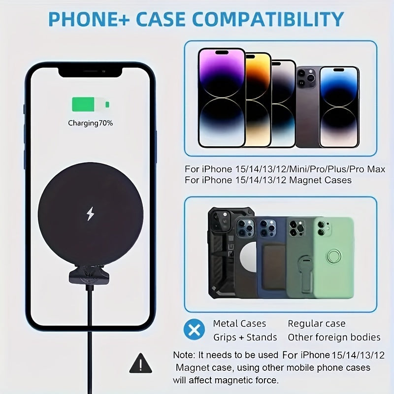 Magnetic Car Mount Charger Wireless USB-C Fast Charging for Phones