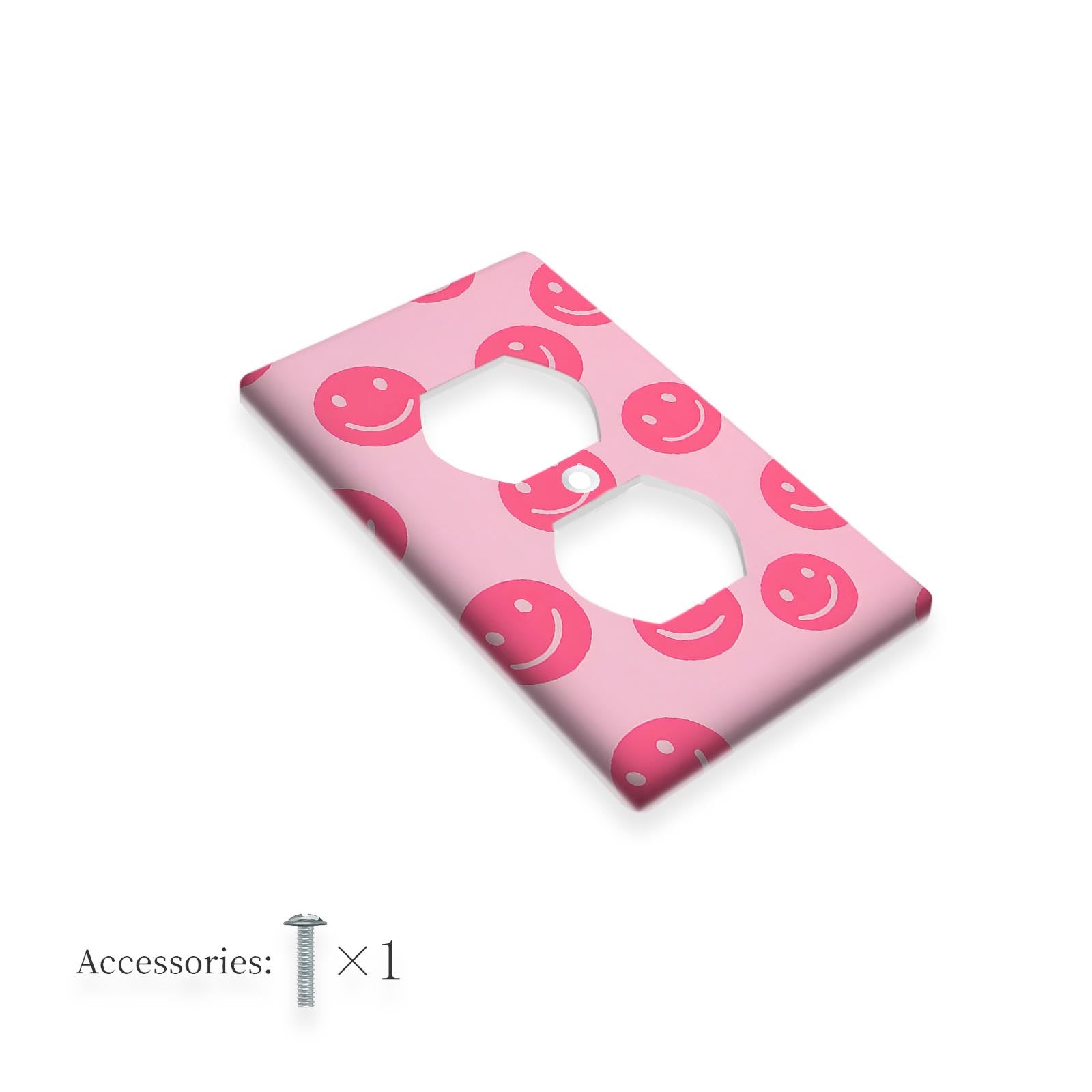 Pink Smile Face Wall Plate Cover Decorative Light Switch Outlet Panel for Bedroom or Kitchen