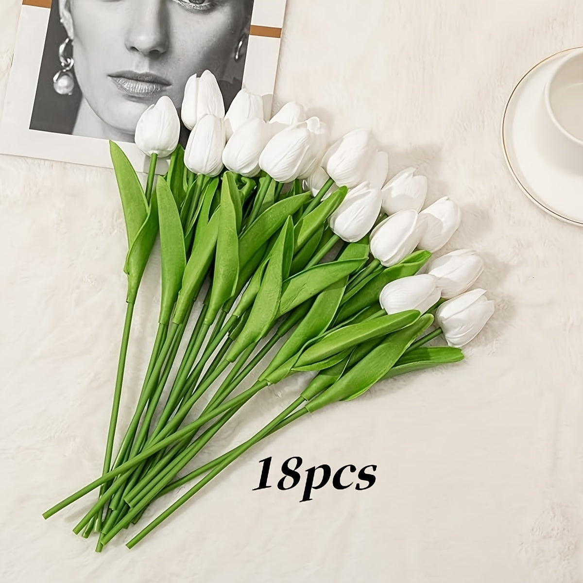 Artificial Tulips Set 18 Lifelike Plastic Spring Home Decor for Gifts and Events