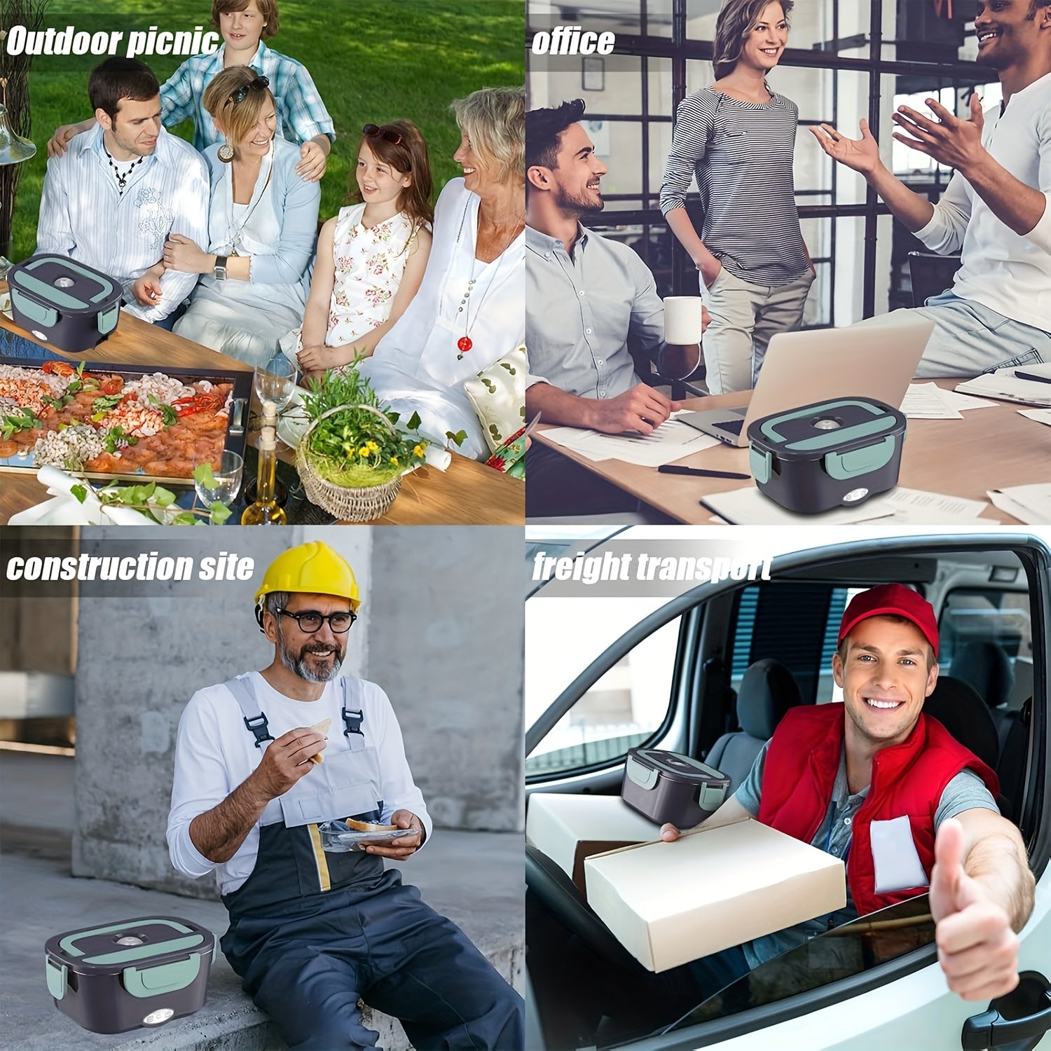 Tupper eléctrico portátil para oficina y coche, con aislamiento de acero inoxidable, calentamiento de 1.5L