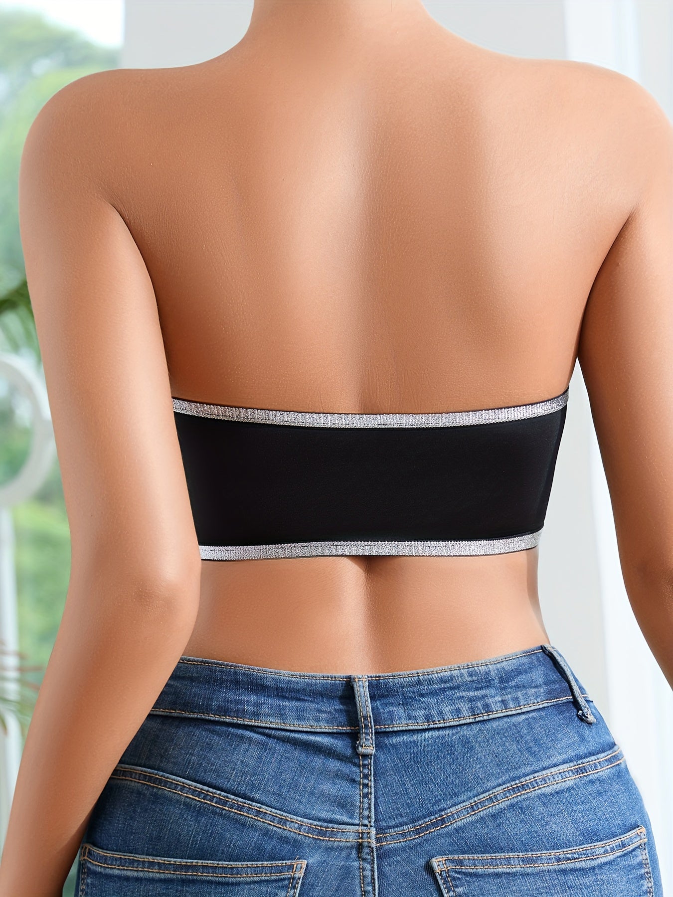 Ayollar uchun uzluksiz porloq lenta simsiz ko'taruvchi brass, old qismi yopiq.