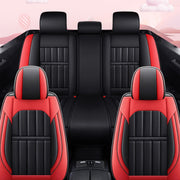 5 o'rindiqli EV avtomobil uchun qora faux charm qo'shimchalari bilan o'rindiq qoplamalari