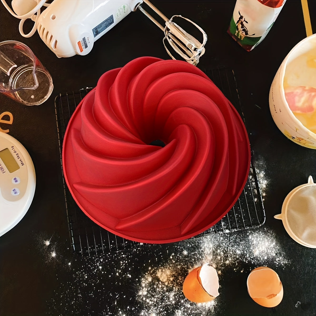 Silicone Cake Pan Spiral Design 24.13cm Nonstick for Gelatinas Breads