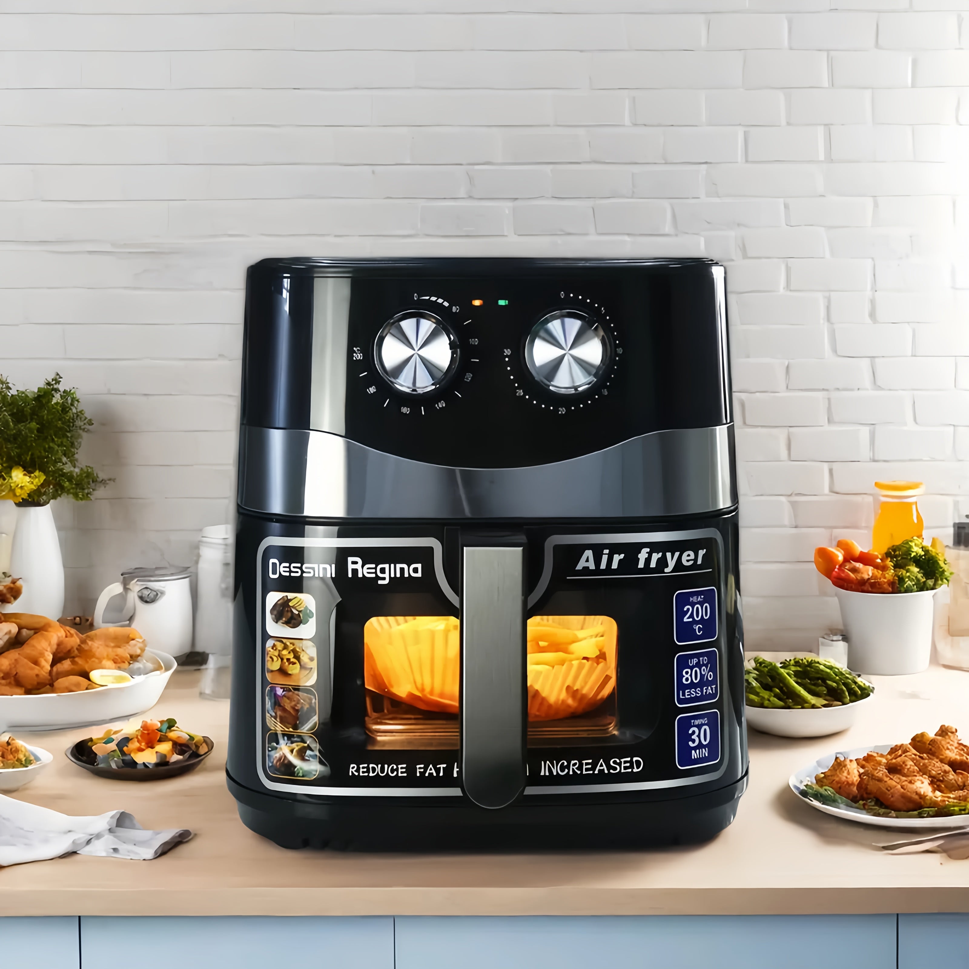 Freidora de aire eléctrica 10.5L 2200W Pantalla digital cesta de acero inoxidable