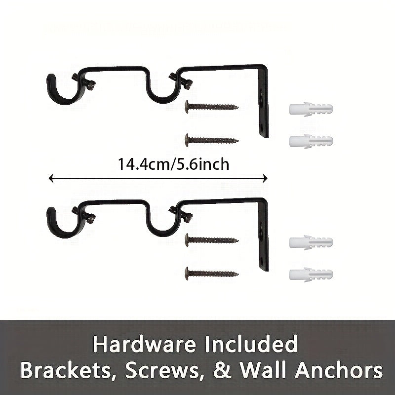 Black Adjustable Dual Curtain Rod Set 16-94 Inches with Hardware and Installation Kit