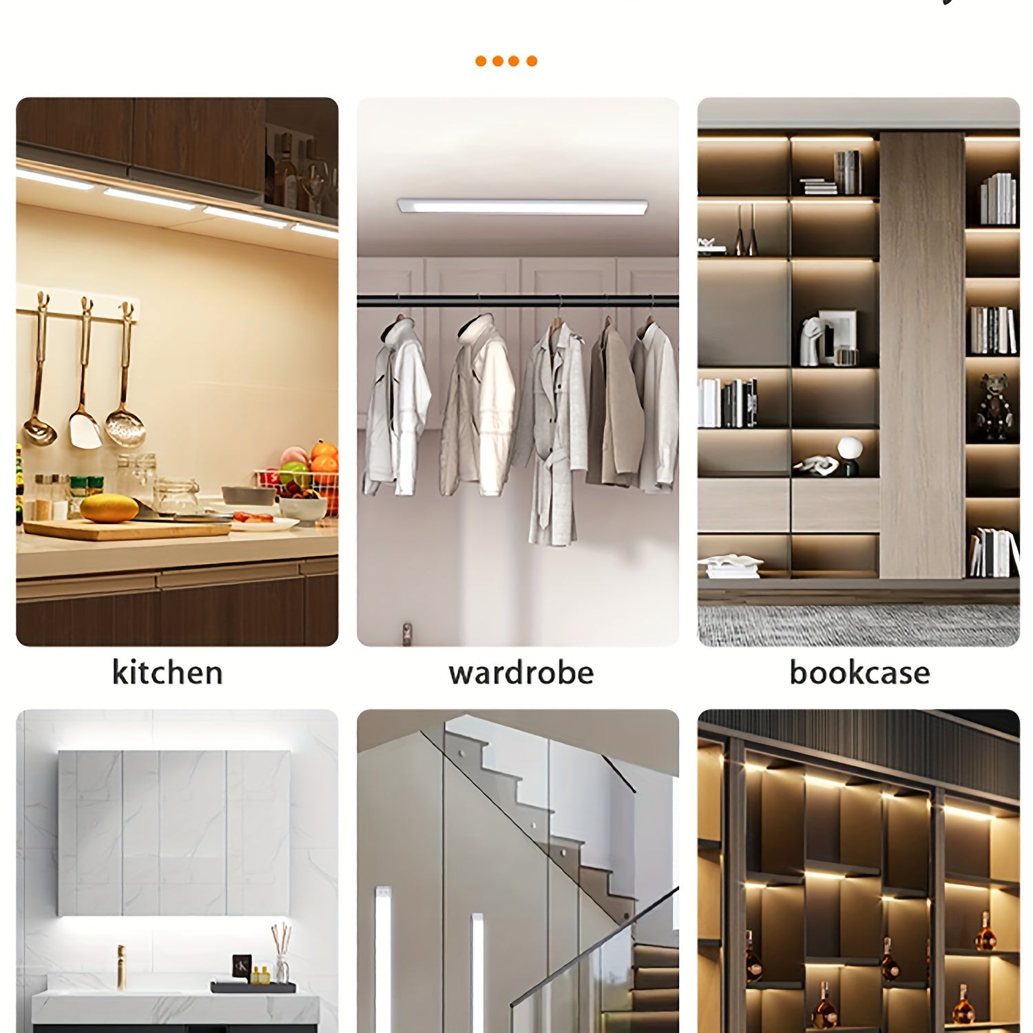 Ultra-Thin LED Light Strip with Human Body Sensing Multi-Mode Wall-Mounted Rechargeable for Kitchen Wardrobe Bedroom