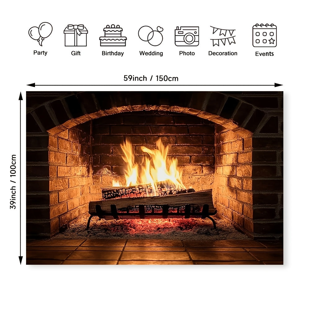 Elegant Polyester Fabric Backdrop for Living Room Fireplace Holiday Decor