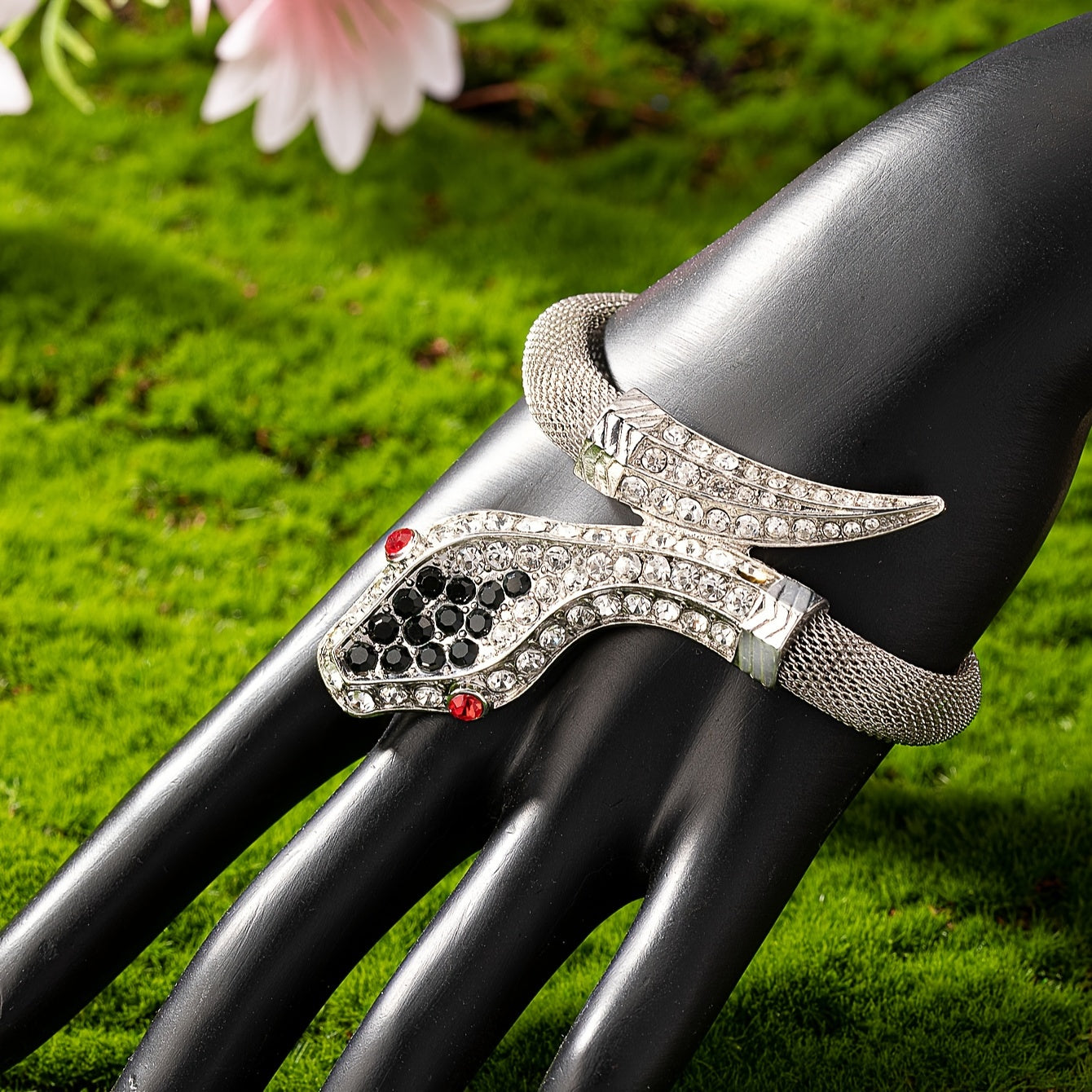 Rhinestone Snake Bracelet Zinc Alloy Elegant Daily Wear Gift
